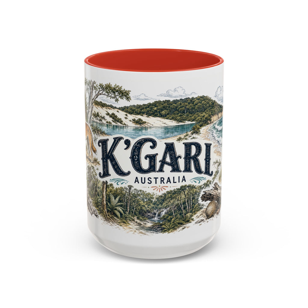 K'gari Mug, Australia Travel Souvenir, Bucket List Gift, Accent Ceramic Coffee Mug 11oz 15oz
