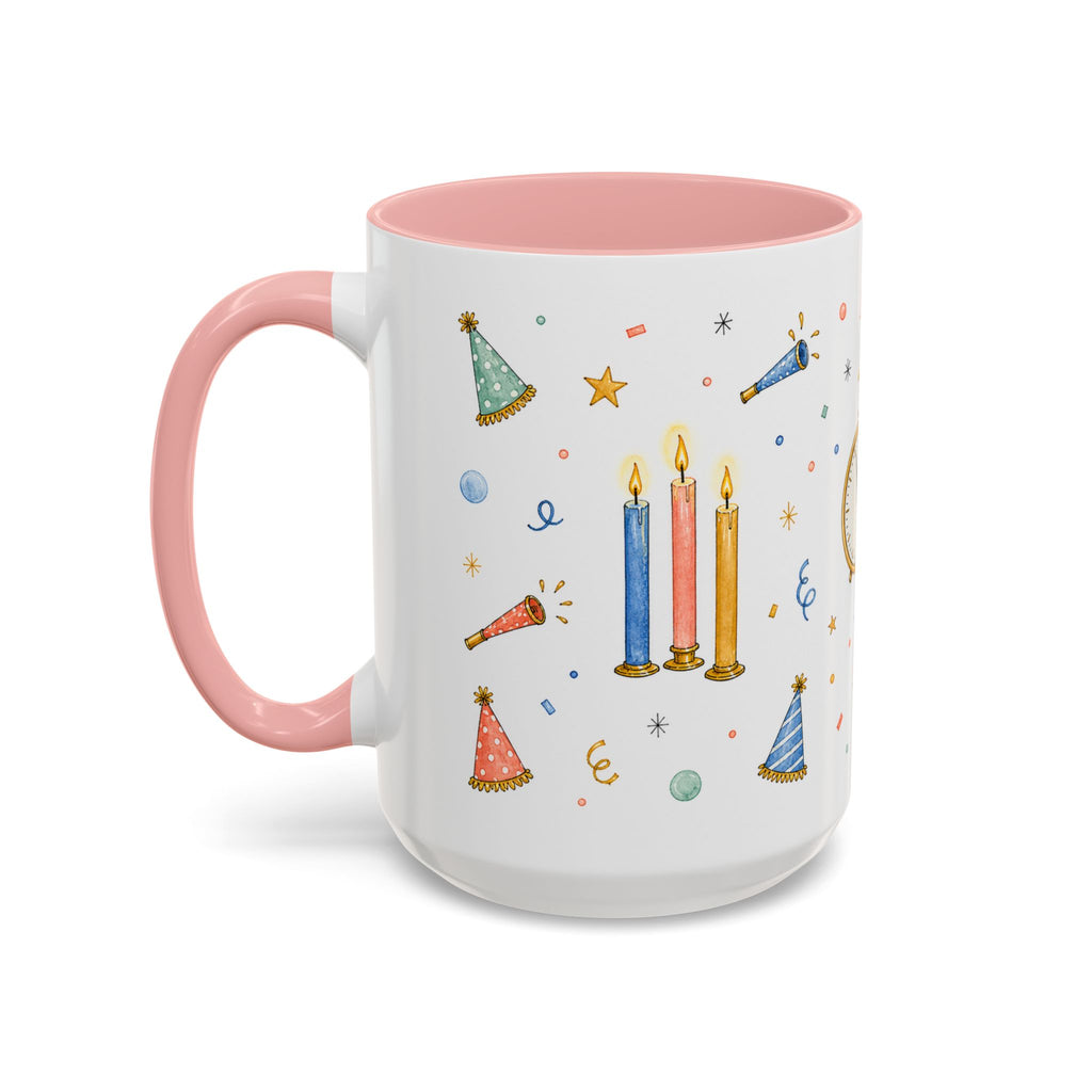 New Year Midnight Mug | Candle Firework Watercolor Party Gift | Accent Cup 11oz 15oz
