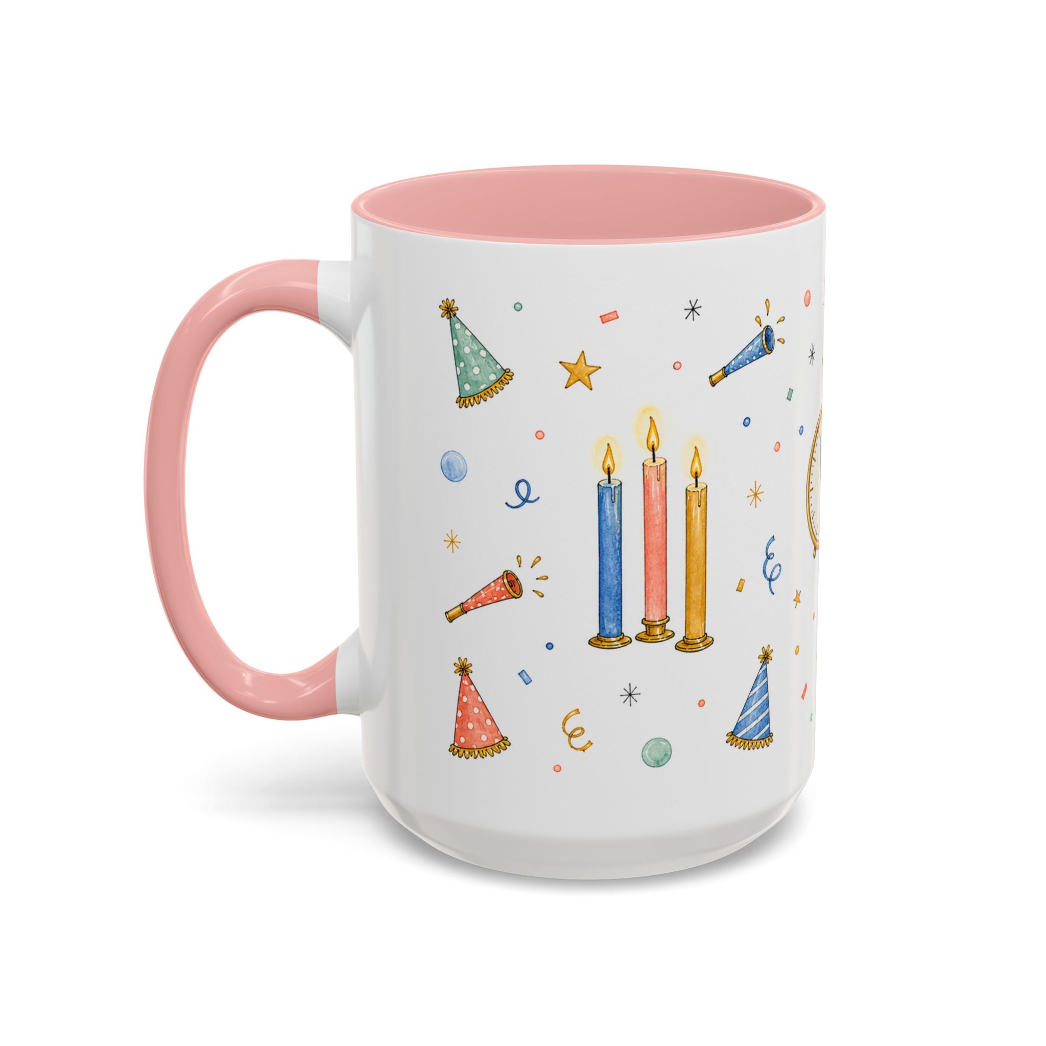 New Year Midnight Mug | Candle Firework Watercolor Party Gift | Accent Cup 11oz 15oz
