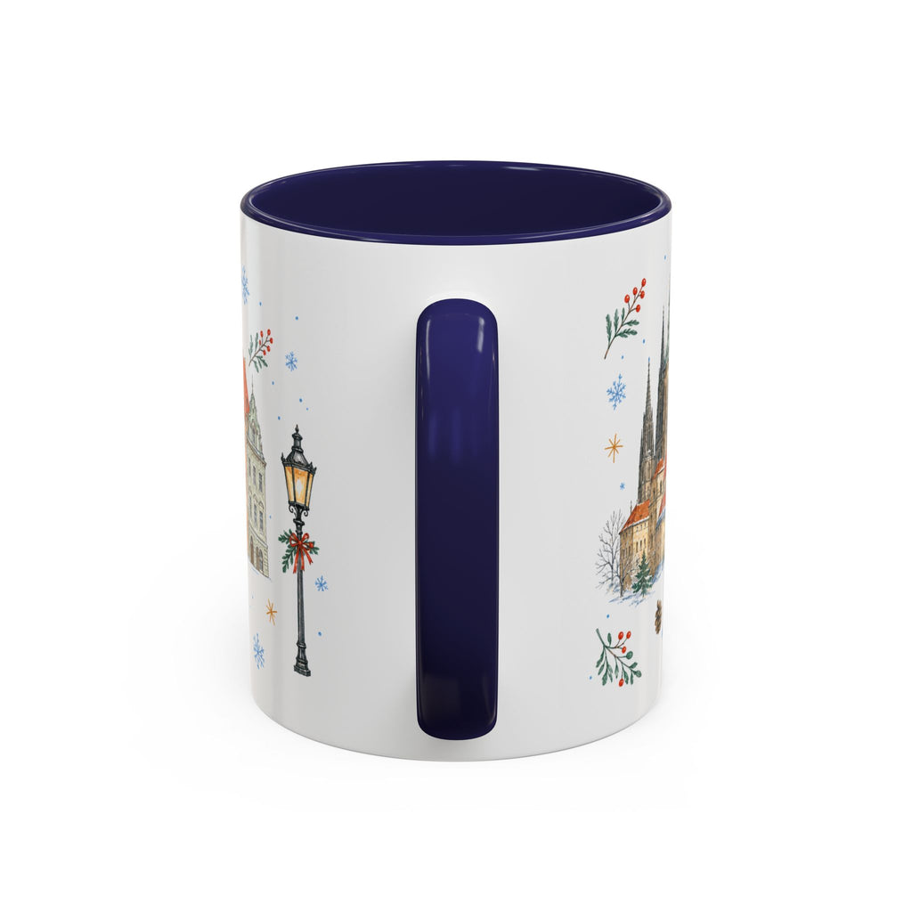 Prague Christmas Mug | Watercolor Travel Souvenir | Holiday Gift | Accent Ceramic Coffee Cup 11oz 15oz