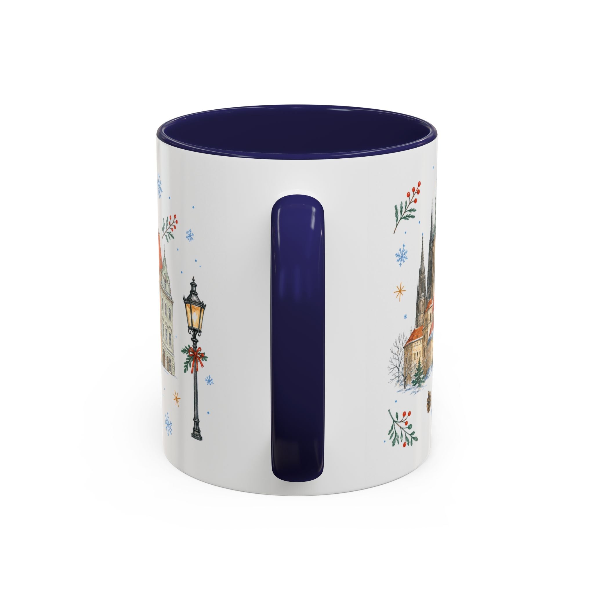 Prague Christmas Mug | Watercolor Travel Souvenir | Holiday Gift | Accent Ceramic Coffee Cup 11oz 15oz