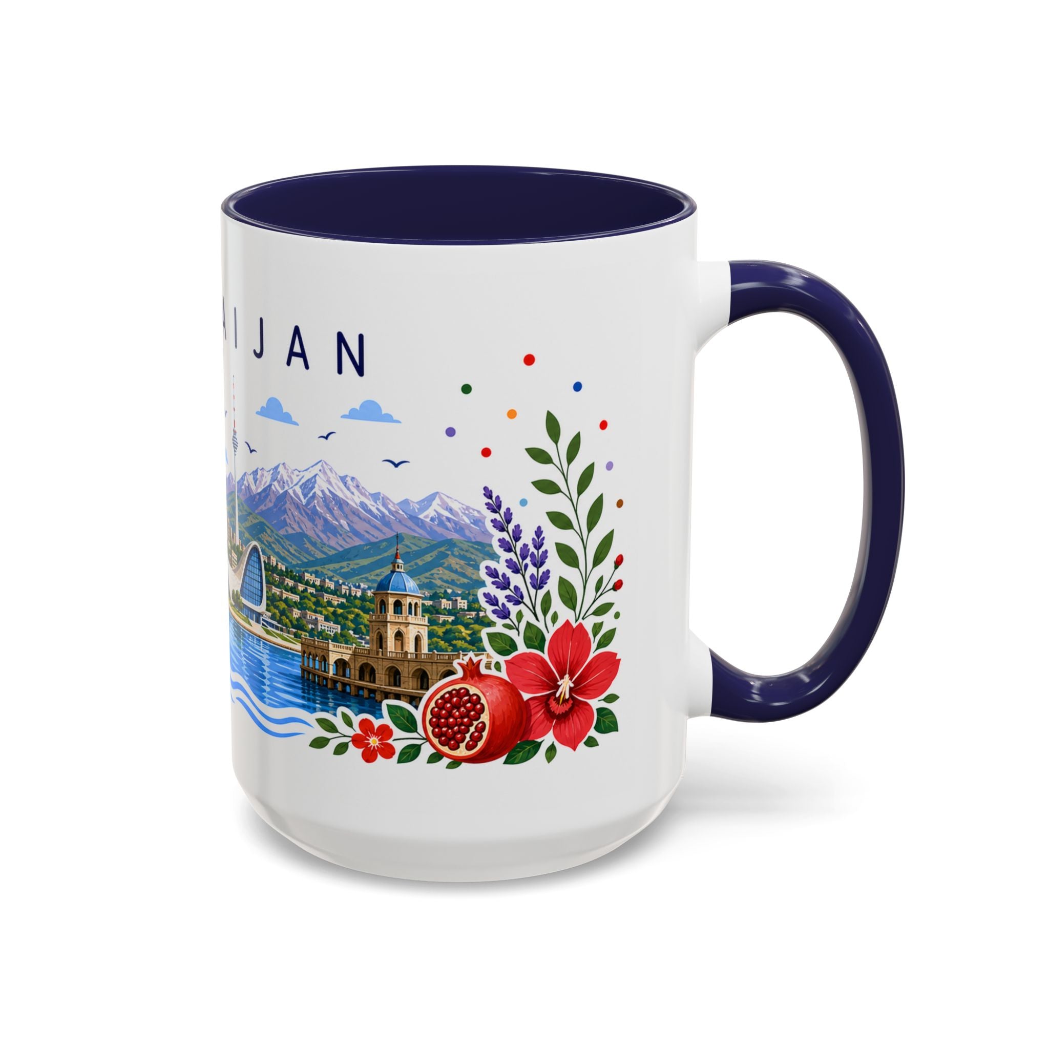 Azerbaijan Coffee Mug | Travel Souvenir Accent Mug | Place Gift Ceramic Cup 11oz 15oz
