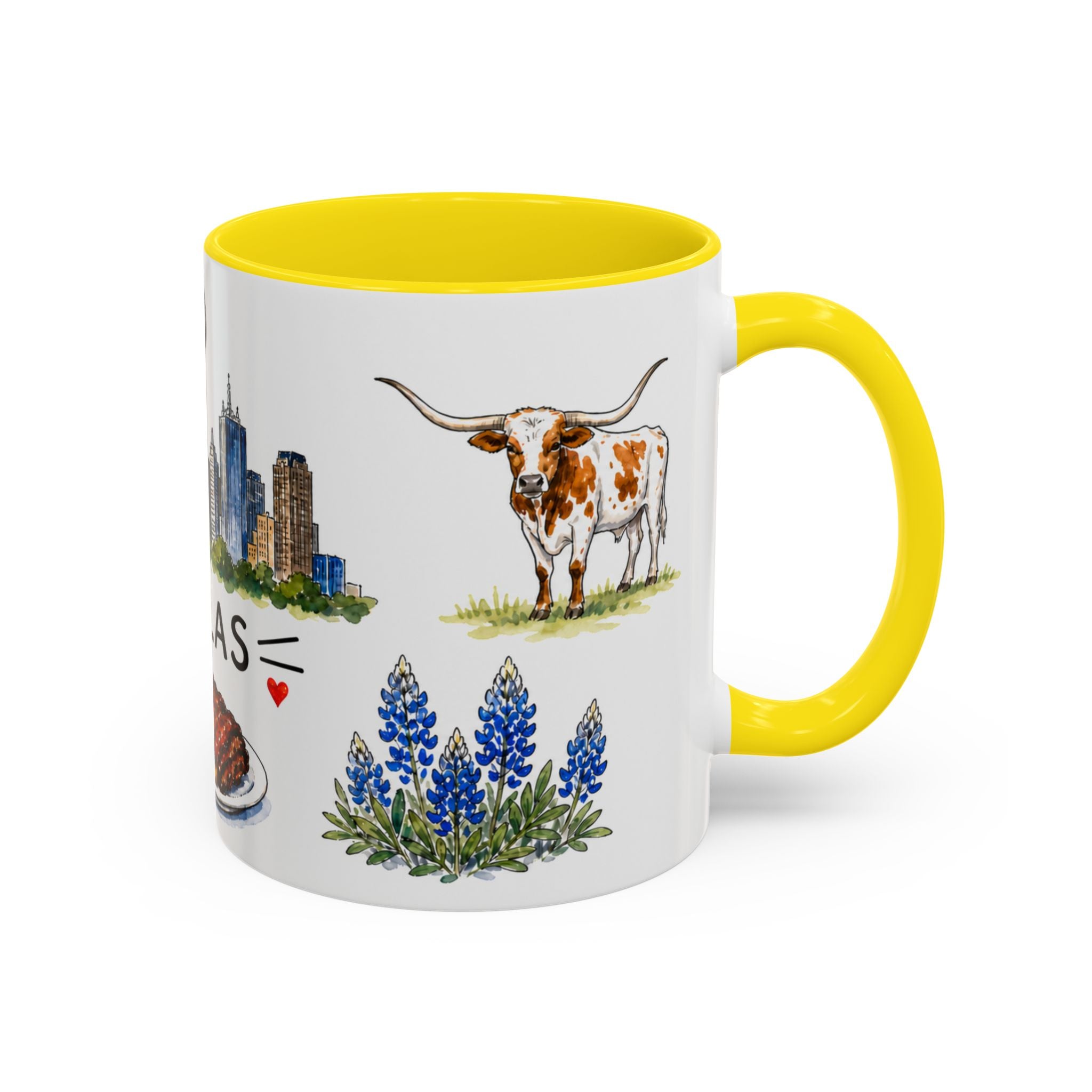 Dallas Illustrated Travel Mug | City Souvenir Accent Coffee Mug | 11oz 15oz Ceramic Cup