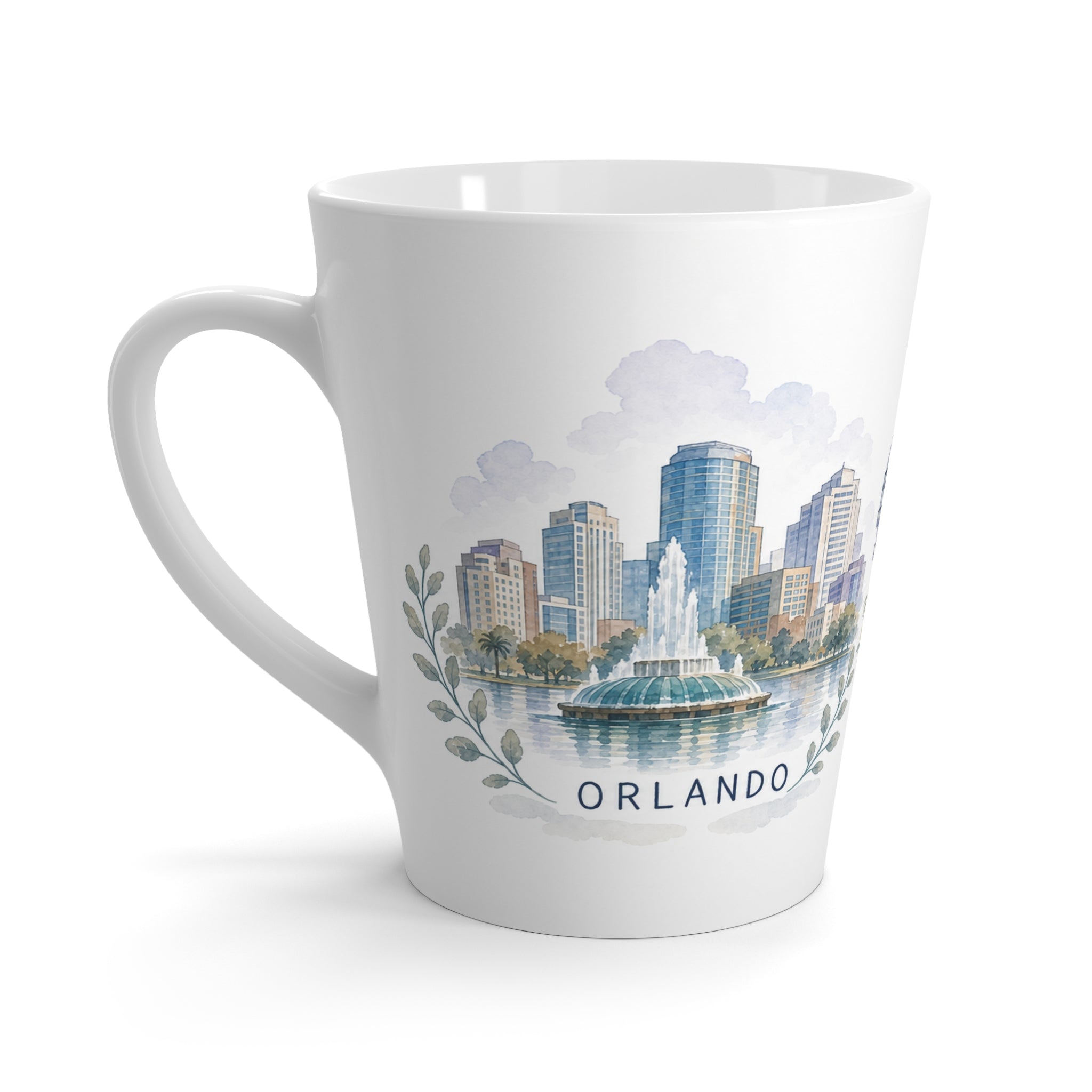 Orlando Latte Mug | Watercolor City Travel Mug | 12 oz Ceramic Souvenir Gift