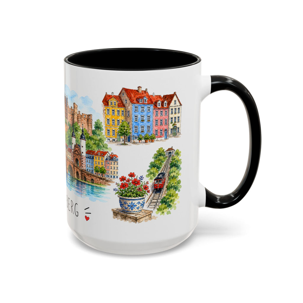 Heidelberg Illustrated Travel Mug | City Souvenir Accent Coffee Mug | 11oz 15oz Ceramic Cup