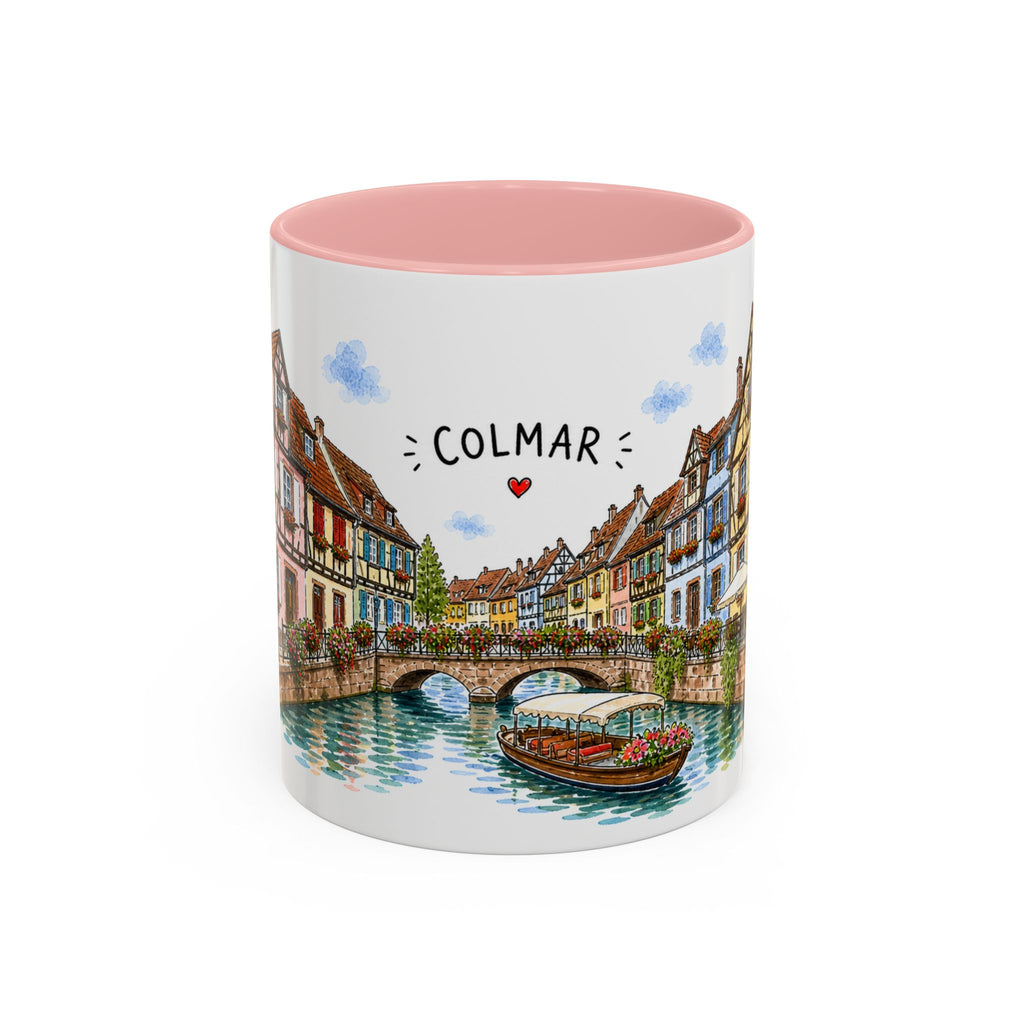 Colmar Illustrated Travel Mug | France Souvenir Accent Coffee Mug | 11oz 15oz Ceramic Cup