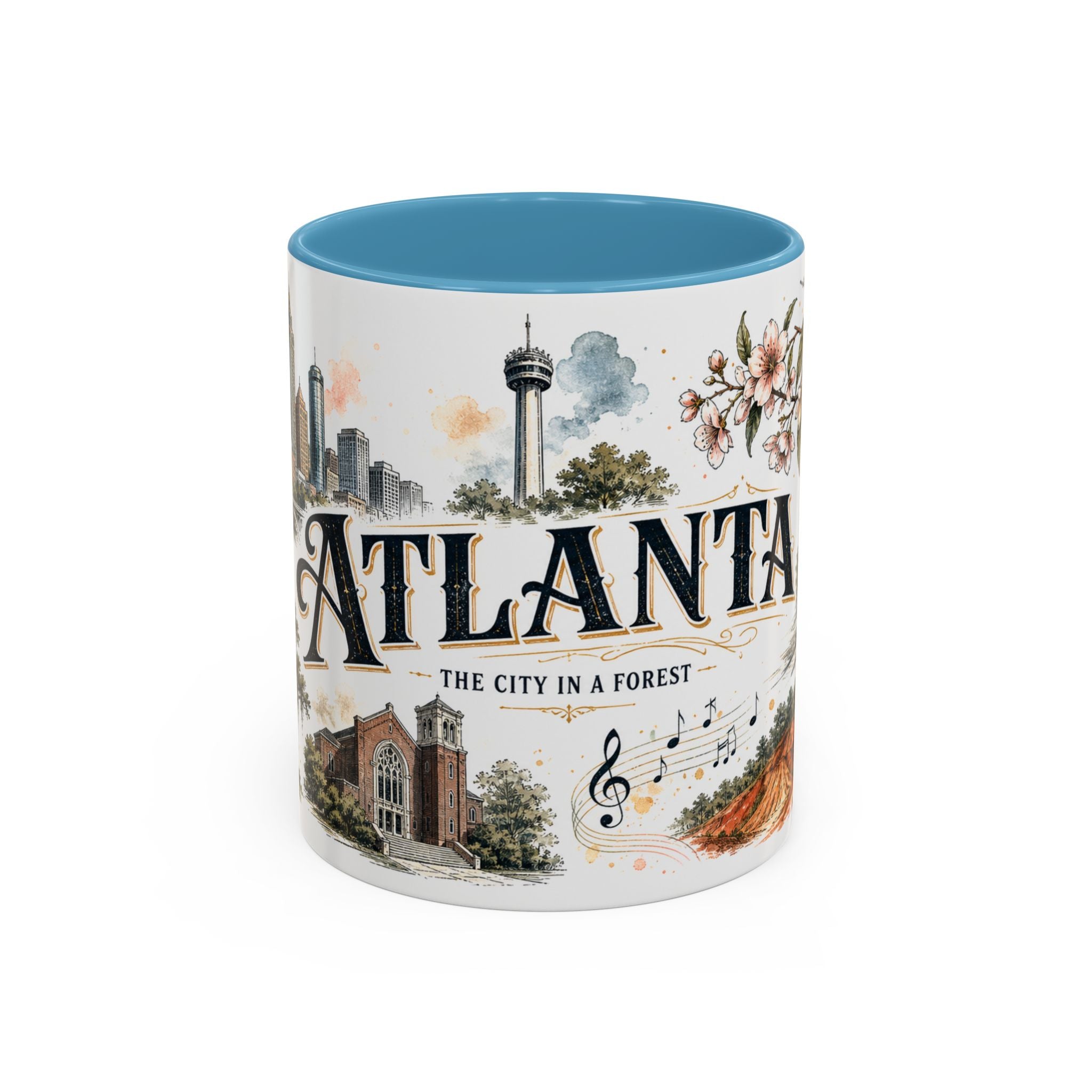Atlanta Coffee Mug | United States Travel Souvenir | Vintage Illustrated City Gift | 11 oz 15 oz Accent Mug