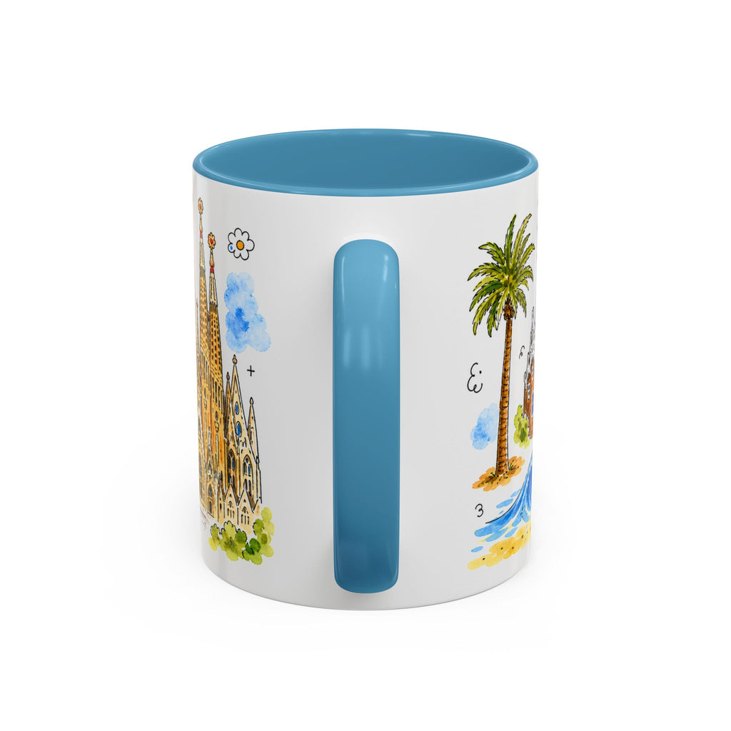 Barcelona Travel Mug | European City Souvenir Accent Coffee Mug | 11oz 15oz Ceramic Cup