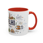 New Delhi Coffee Mug | India Souvenir Travel Gift | Accent Color Ceramic 11oz 15oz
