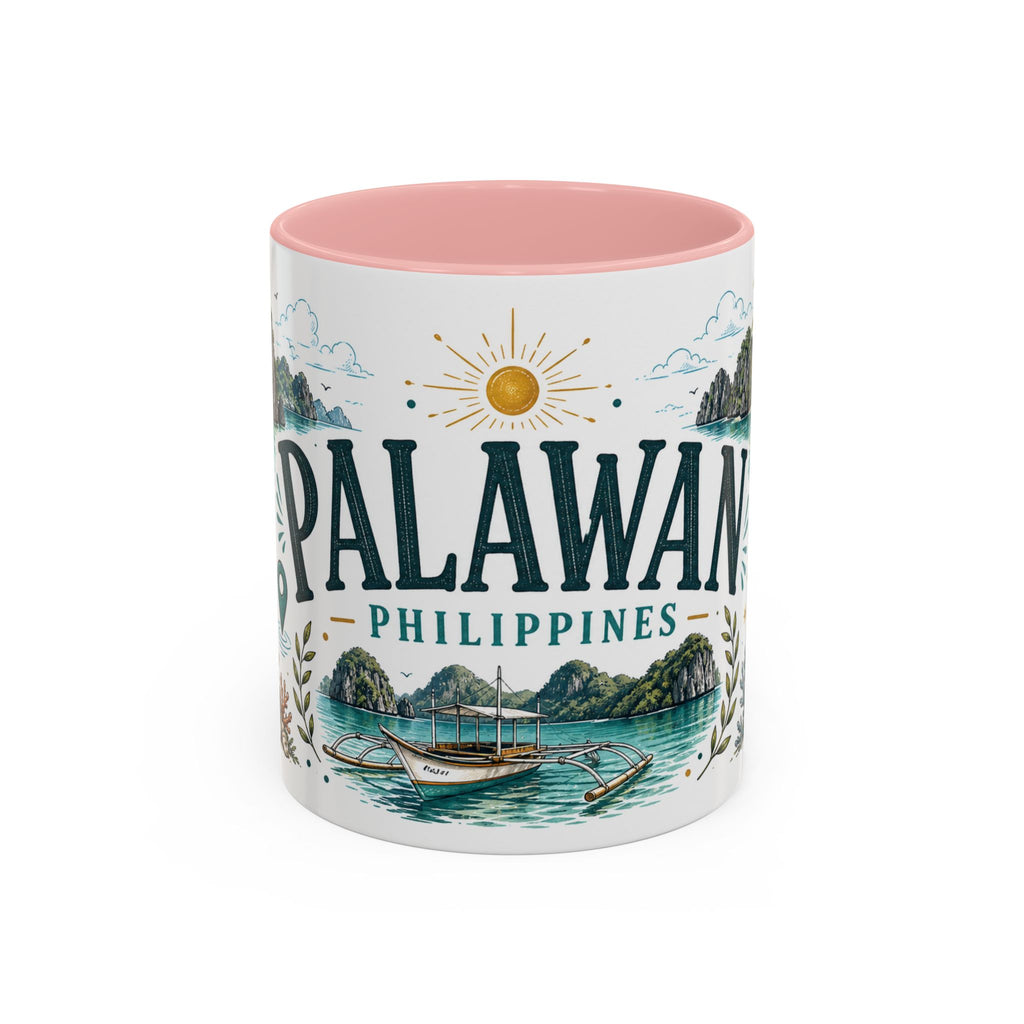 Palawan Coffee Mug | Travel Destination Souvenir Gift | Accent Color Ceramic 11oz 15oz