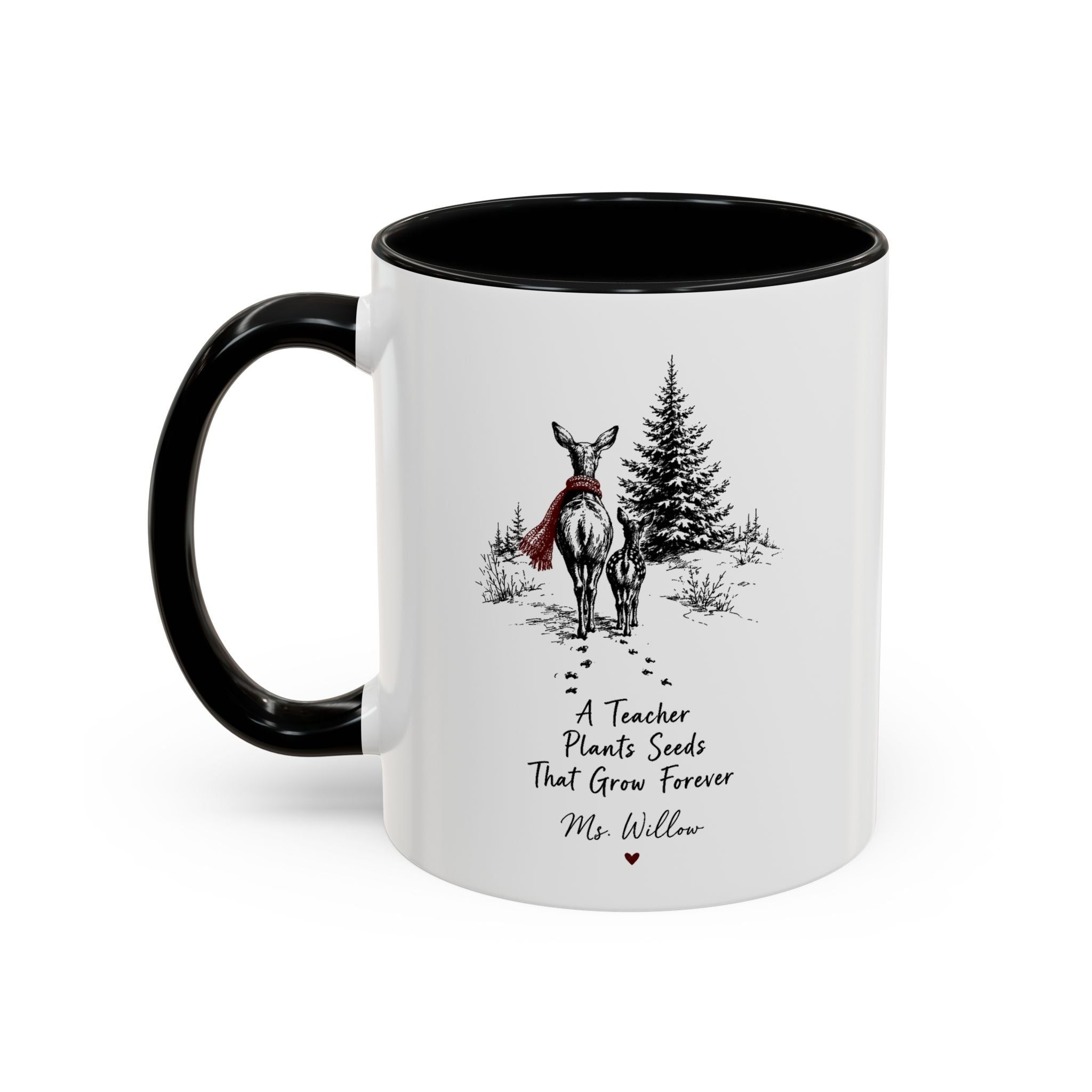 Personalized Deer Teacher Mug | You're Deer to My Heart | Custom Name Teacher Gift | 11oz 15oz