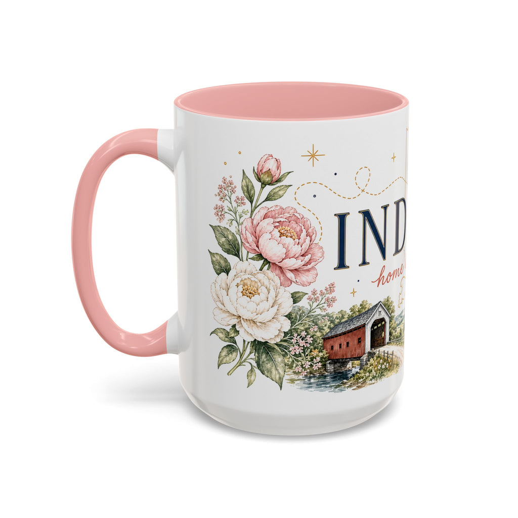 Indiana State Mug | Moving Away, Long Distance Friendship Gift | Botanical Map Accent Cup