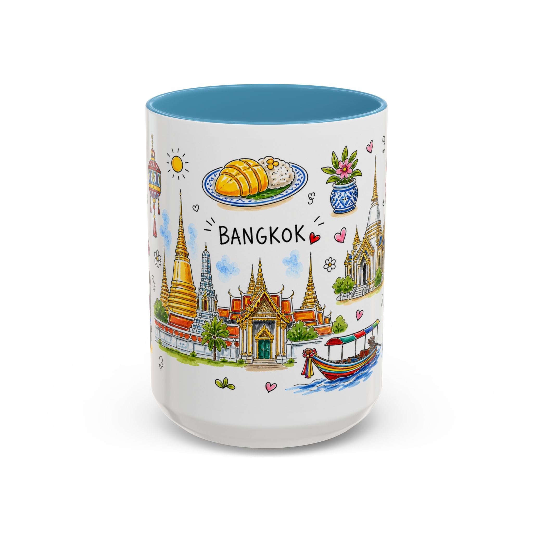 Bangkok Illustrated Travel Mug | City Souvenir Accent Coffee Mug | 11oz 15oz Ceramic Cup