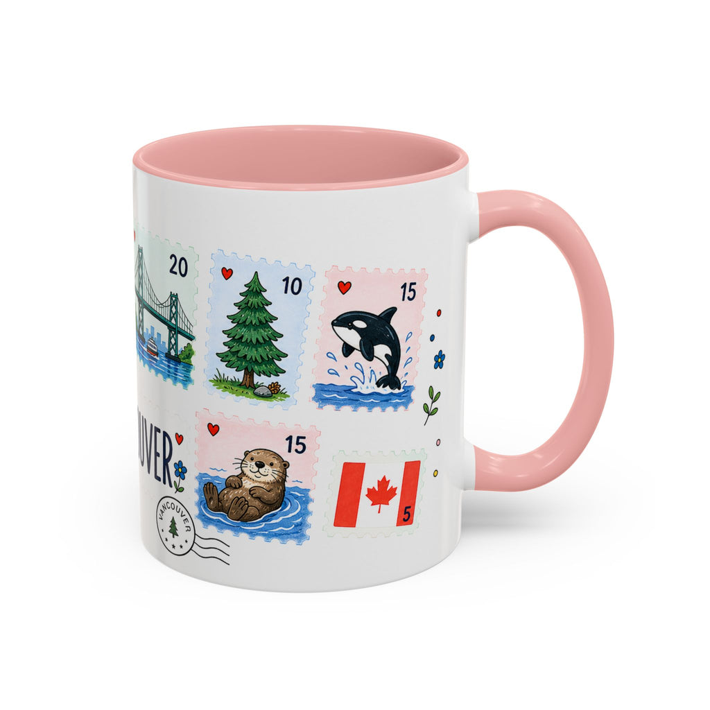 Vancouver Coffee Mug | Postage Stamp Collage Mug | Travel Souvenir Accent Cup 11oz 15oz