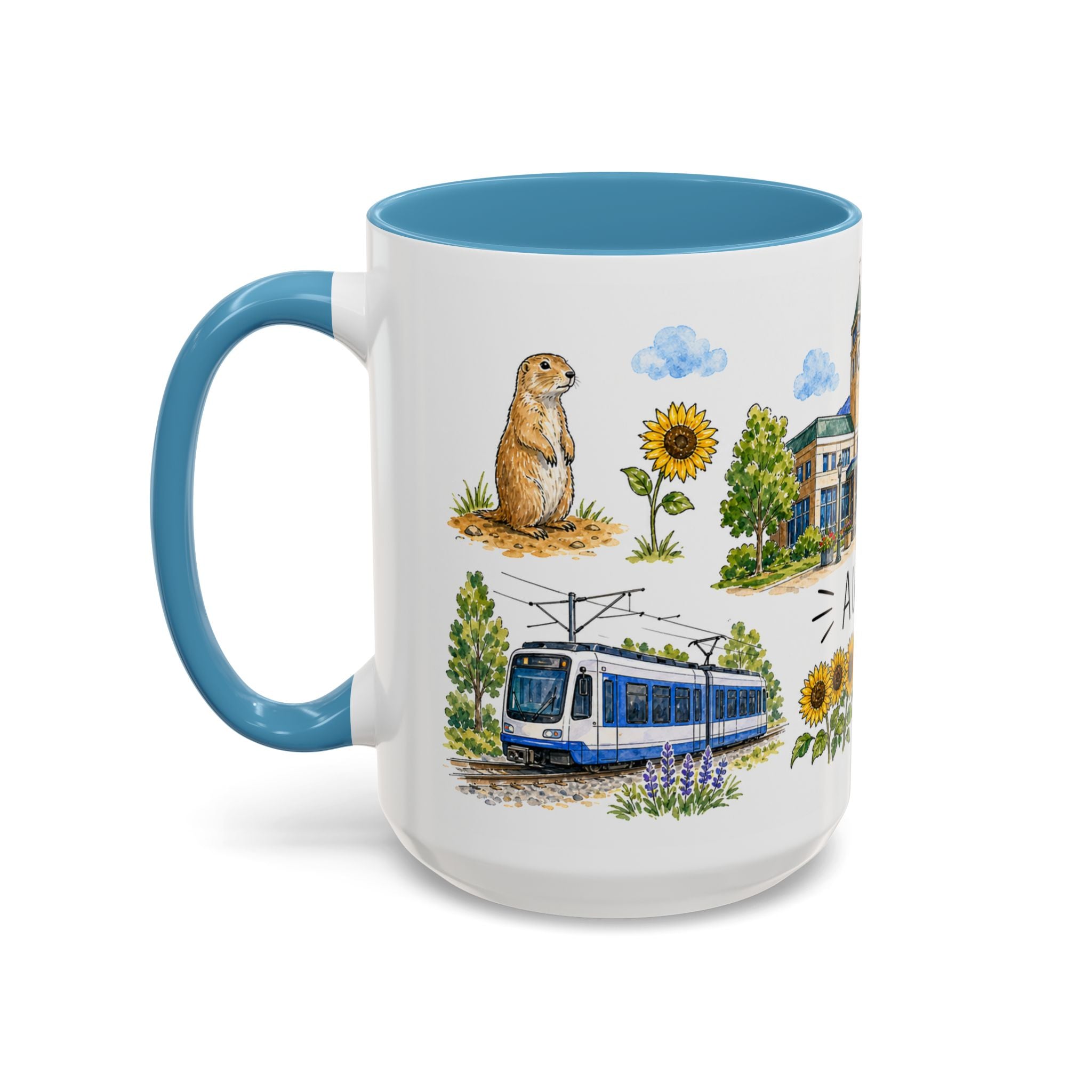Aurora Illustrated Travel Mug | City Souvenir Accent Coffee Mug | 11oz 15oz Ceramic Cup