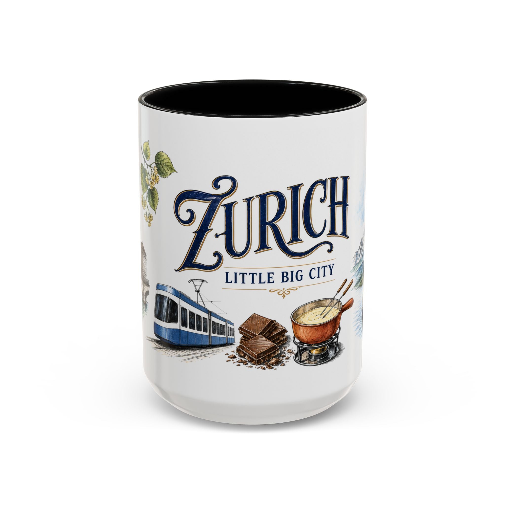 Zurich Coffee Mug | Switzerland Travel Souvenir | Vintage Illustrated City Gift | 11 oz 15 oz Accent Mug