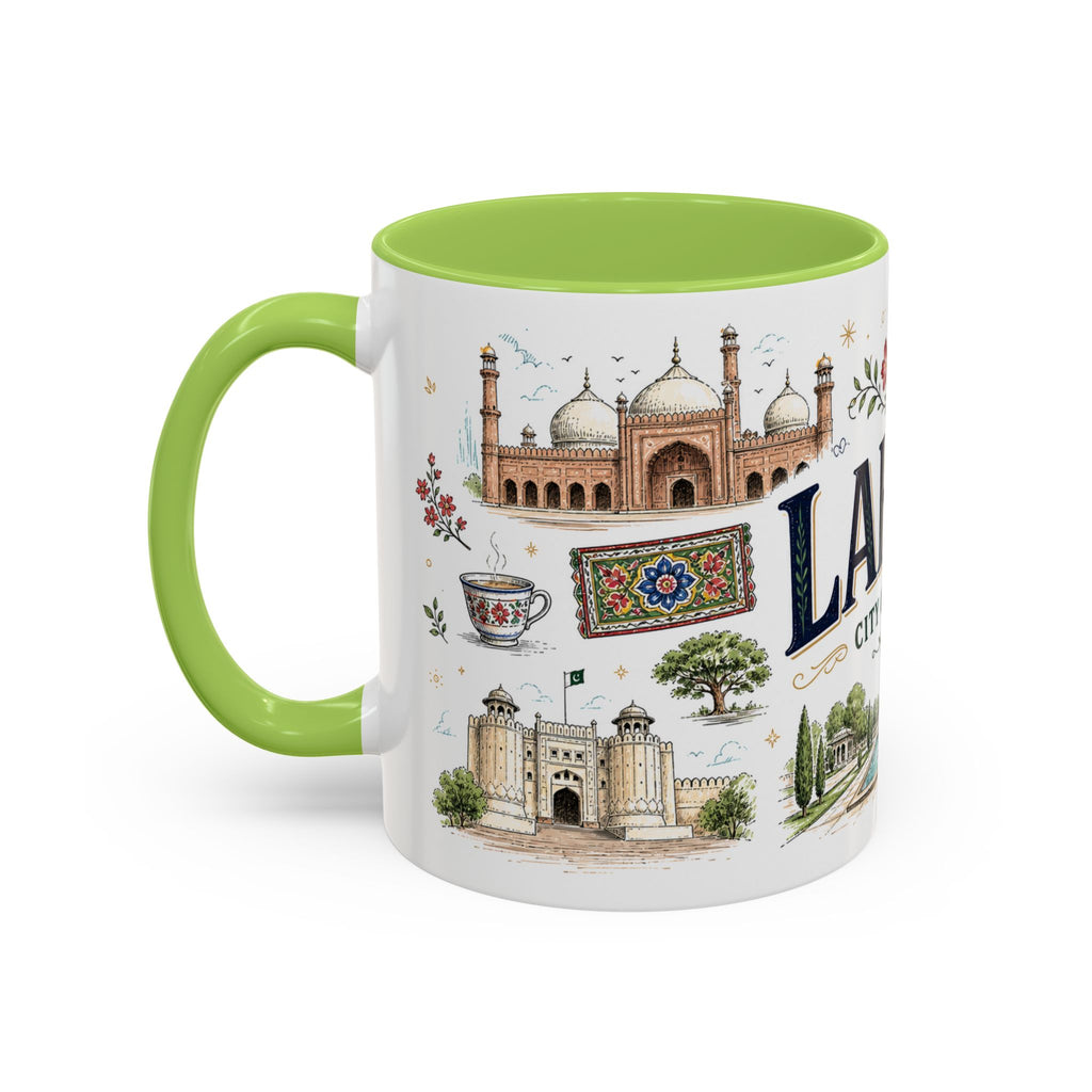 Lahore Coffee Mug | Pakistan Souvenir Travel Gift | Accent Color Ceramic 11oz 15oz