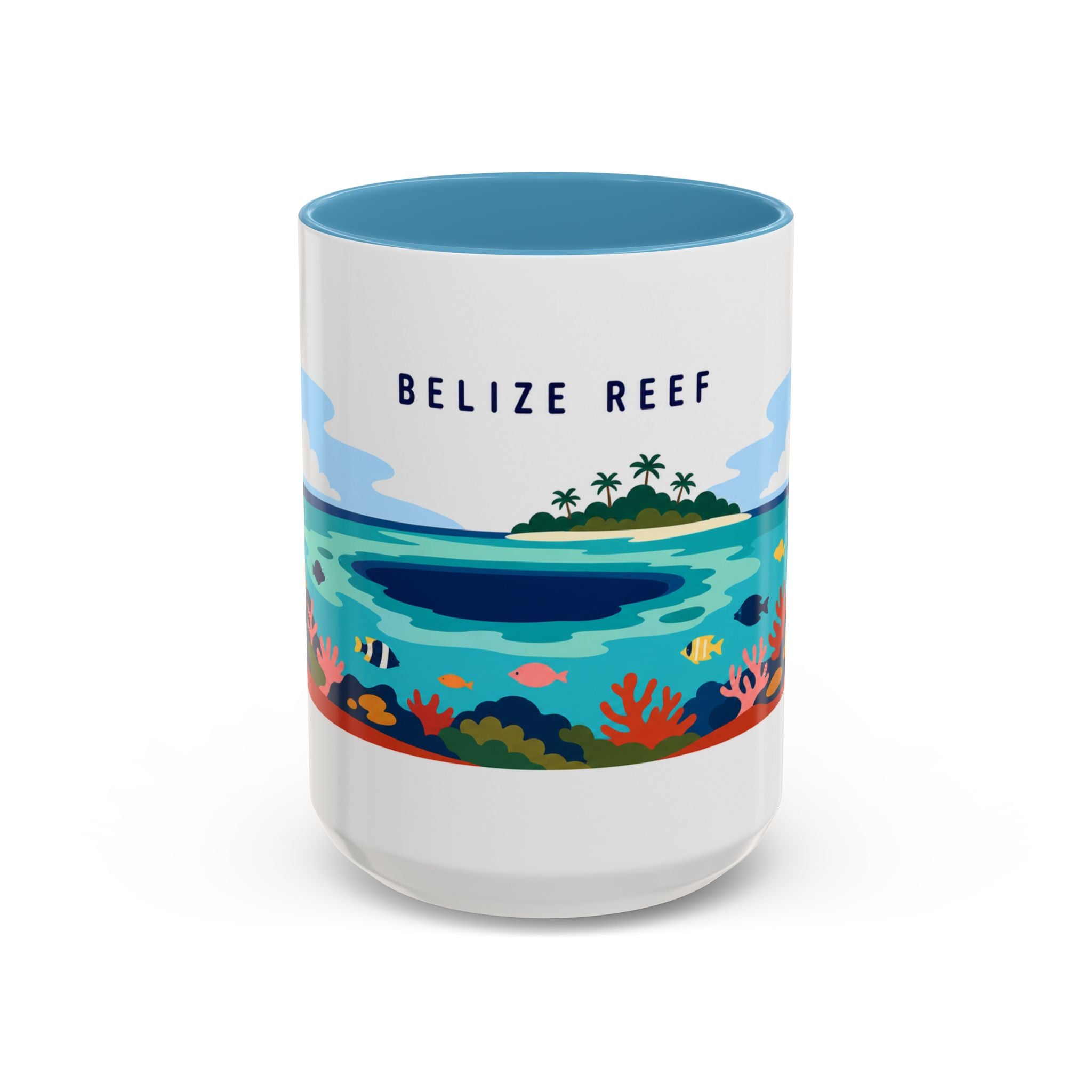 Belize Reef Coffee Mug | Travel Destination Souvenir Gift | Accent Color Ceramic 11oz 15oz