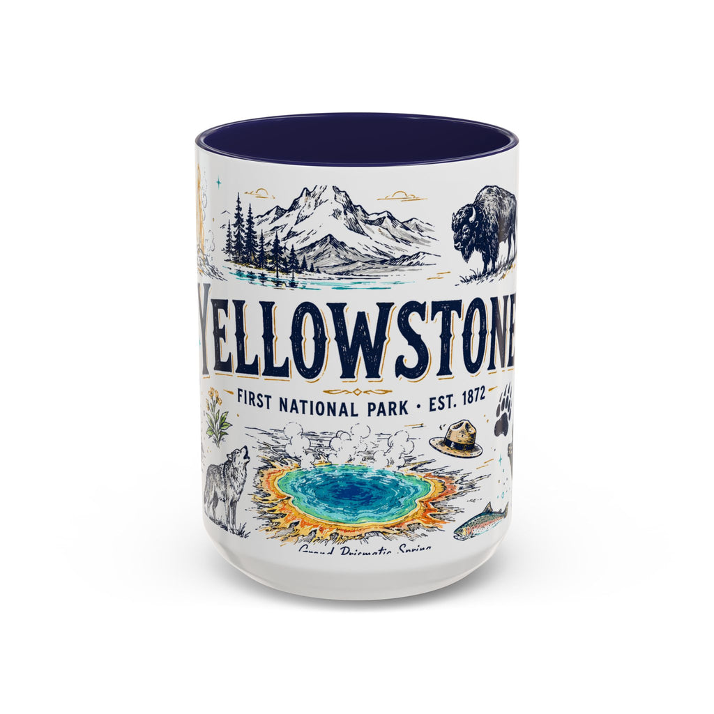Yellowstone National Park Coffee Mug | Hiking Camping Nature Gift | Accent Color Ceramic 11oz 15oz