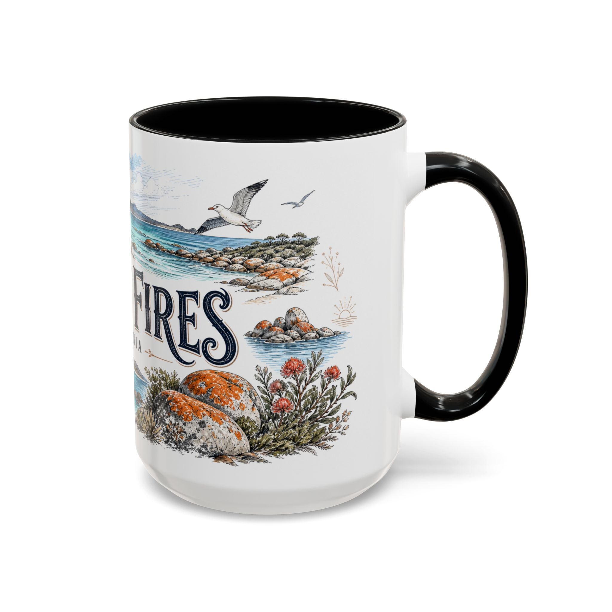 Bay of Fires Mug, Tasmania Travel Souvenir, Bucket List Gift, Accent Ceramic Coffee Mug 11oz 15oz