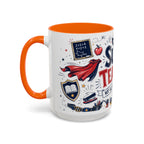 Super Teacher Coffee Mug | All Heroes Wear Capes Teacher Gift | Accent Color Ceramic 11oz 15oz