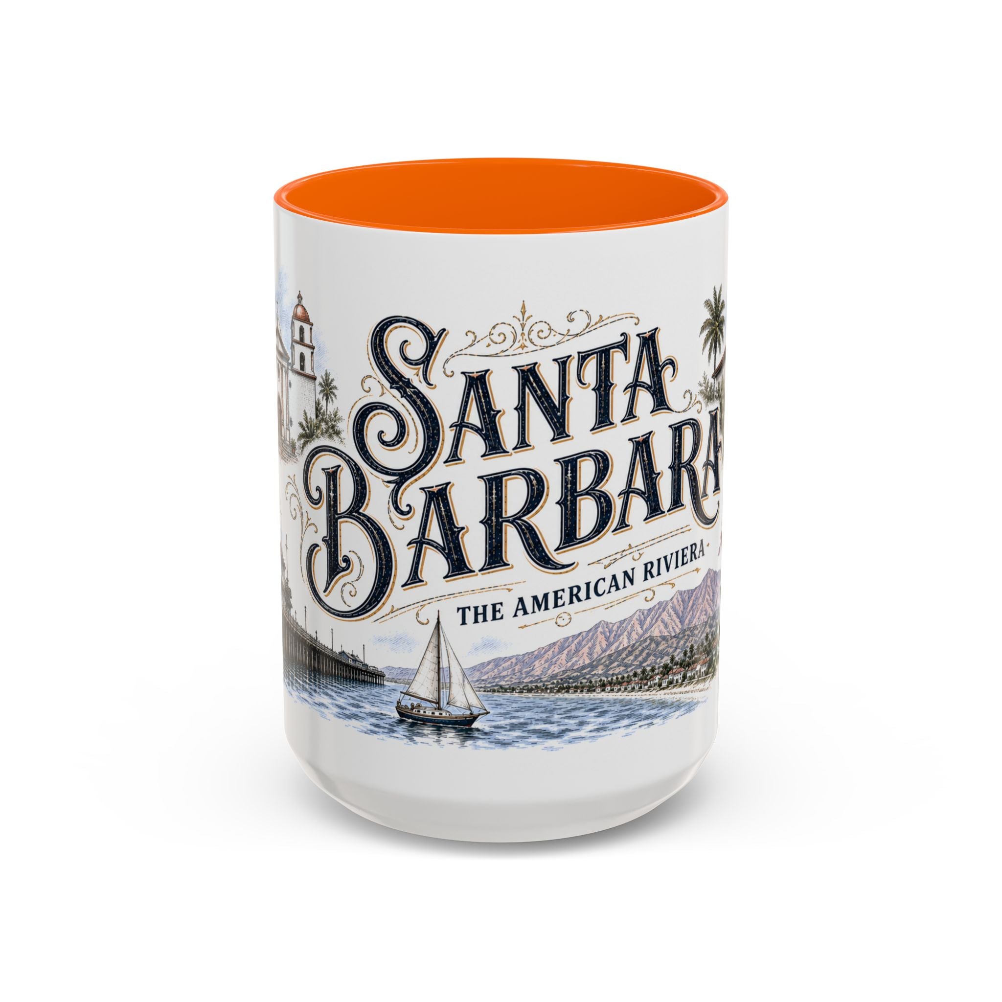 Santa Barbara Coffee Mug | United States Travel Souvenir | Vintage Illustrated City Gift | 11 oz 15 oz Accent Mug