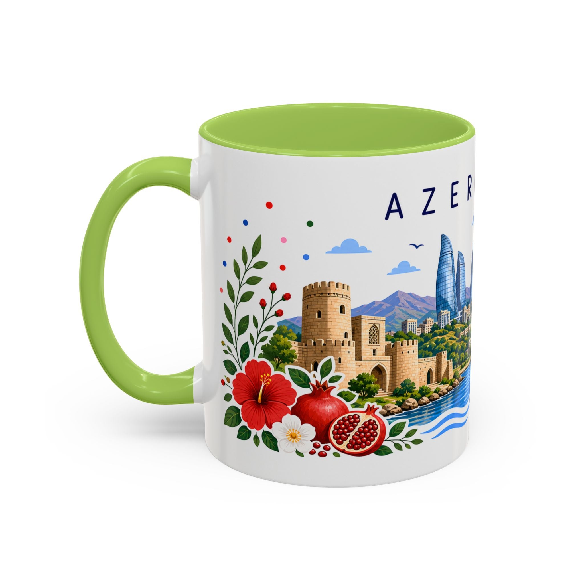 Azerbaijan Coffee Mug | Travel Souvenir Accent Mug | Place Gift Ceramic Cup 11oz 15oz
