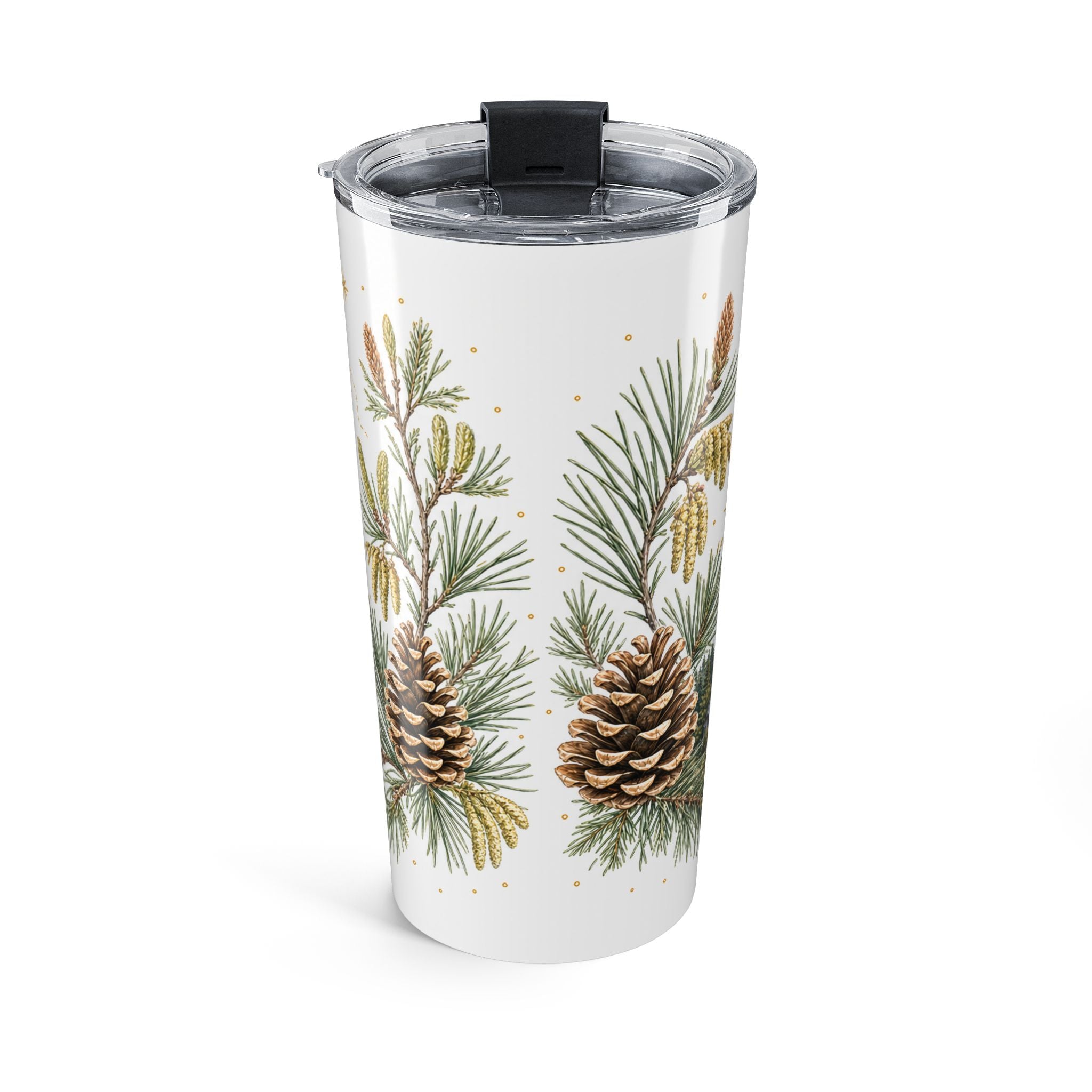 Maine State Flower 20oz Tumbler | White Pine Cone and Tassel Botanical State Flower Gift | Insulated Stainless Steel Travel Cup