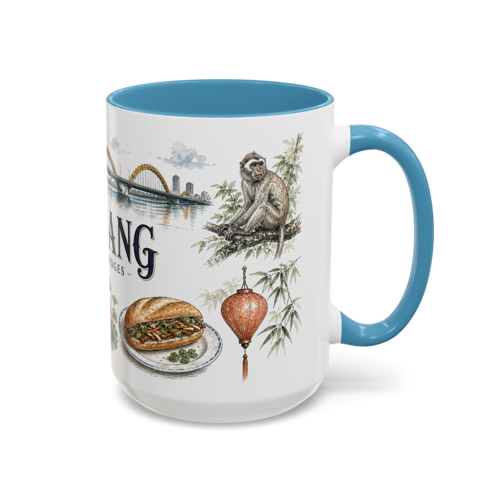 Da Nang Coffee Mug | Vietnam Travel Souvenir | Vintage Illustrated City Gift | 11 oz 15 oz Accent Mug