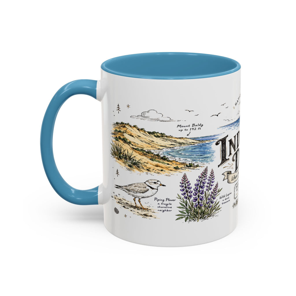 Indiana Dunes National Park Coffee Mug | Indiana Lake Michigan Beach Gift | Accent Color Ceramic 11oz 15oz