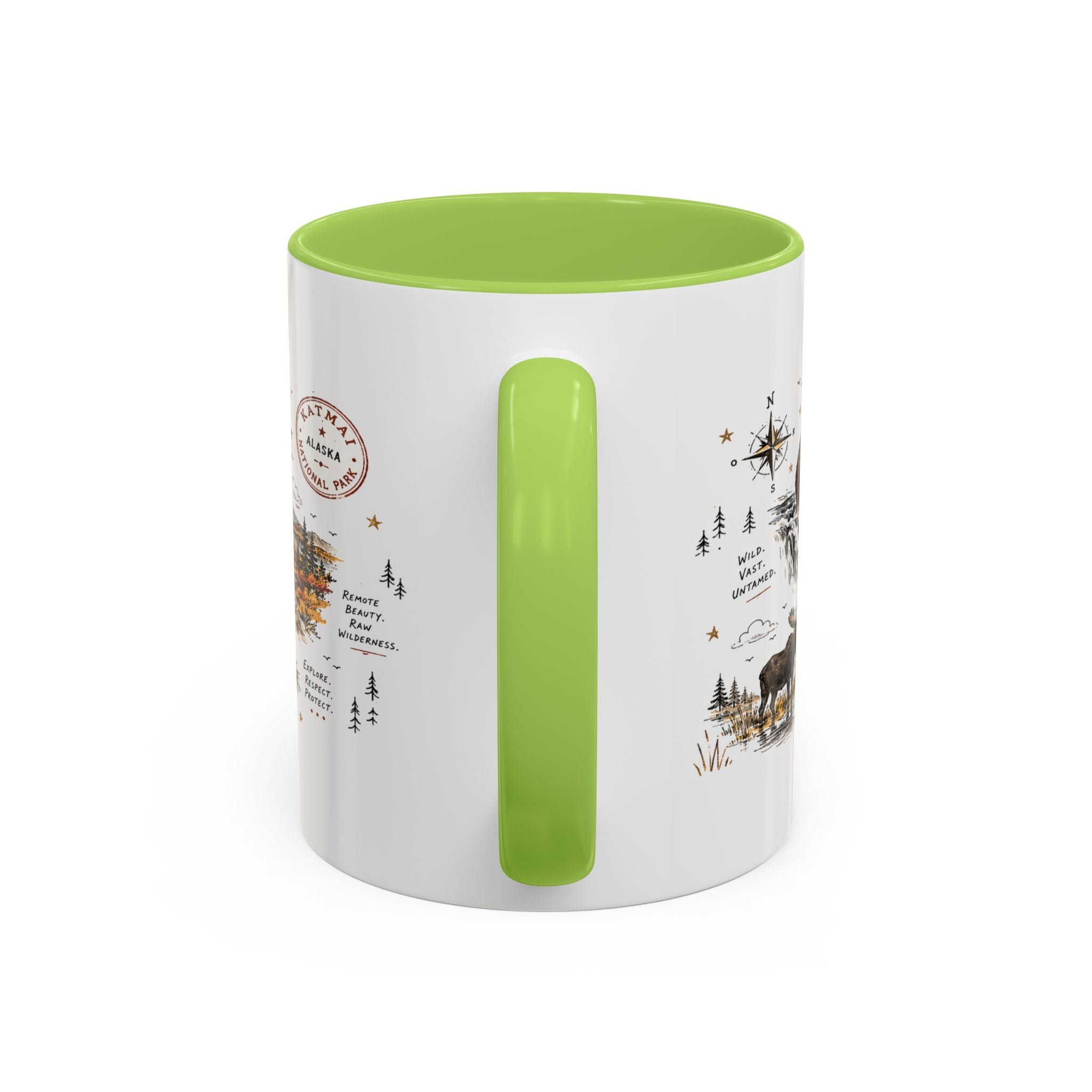 Katmai National Park Coffee Mug | Alaska Bear Watching Wildlife Gift | Accent Color Ceramic 11oz 15oz