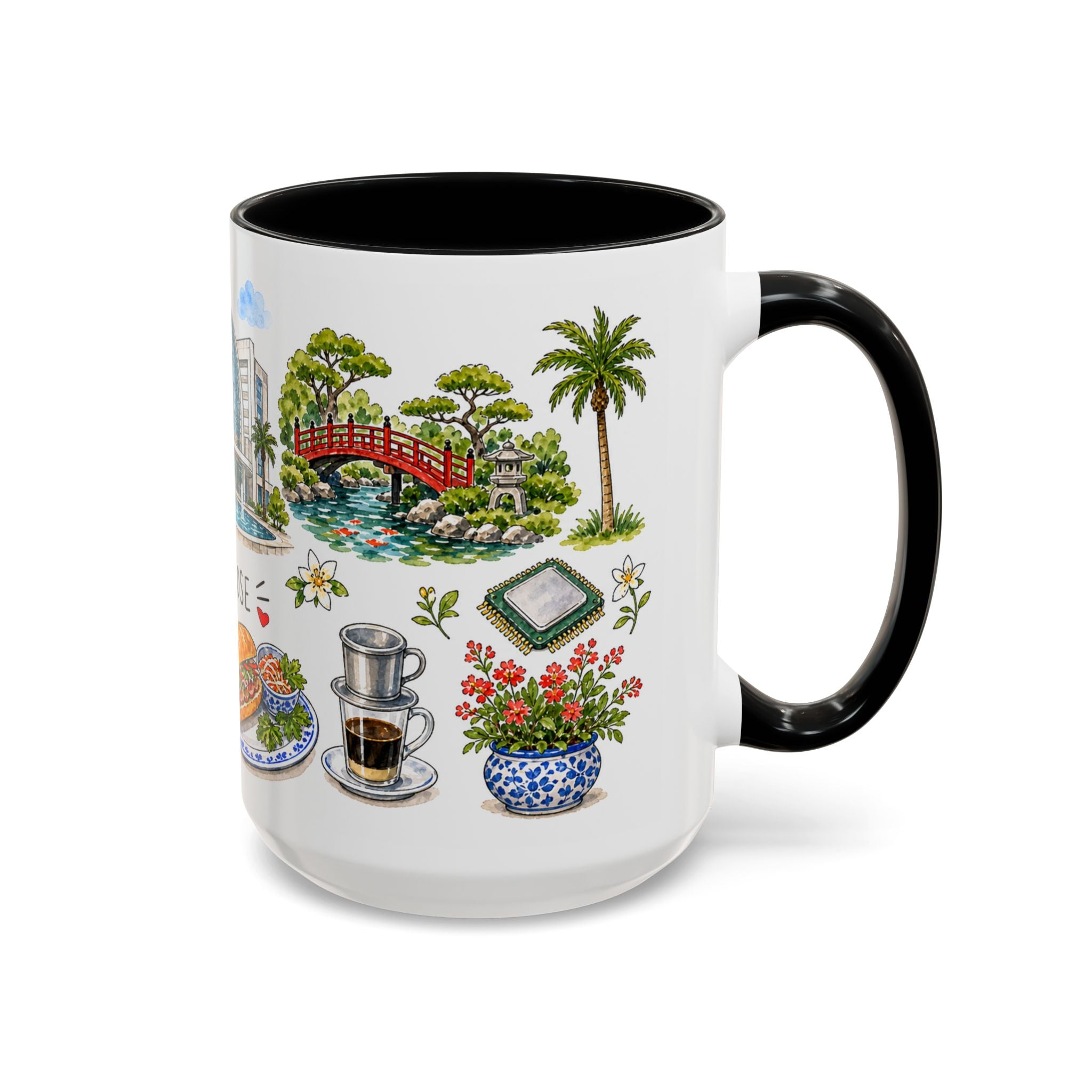 San Jose Illustrated Travel Mug | City Souvenir Accent Coffee Mug | 11oz 15oz Ceramic Cup