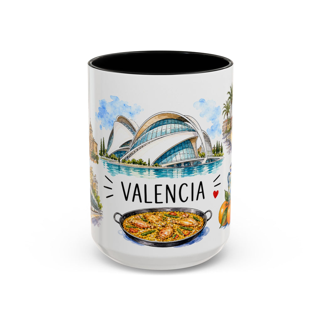 Valencia Illustrated Travel Mug | City Souvenir Accent Coffee Mug | 11oz 15oz Ceramic Cup