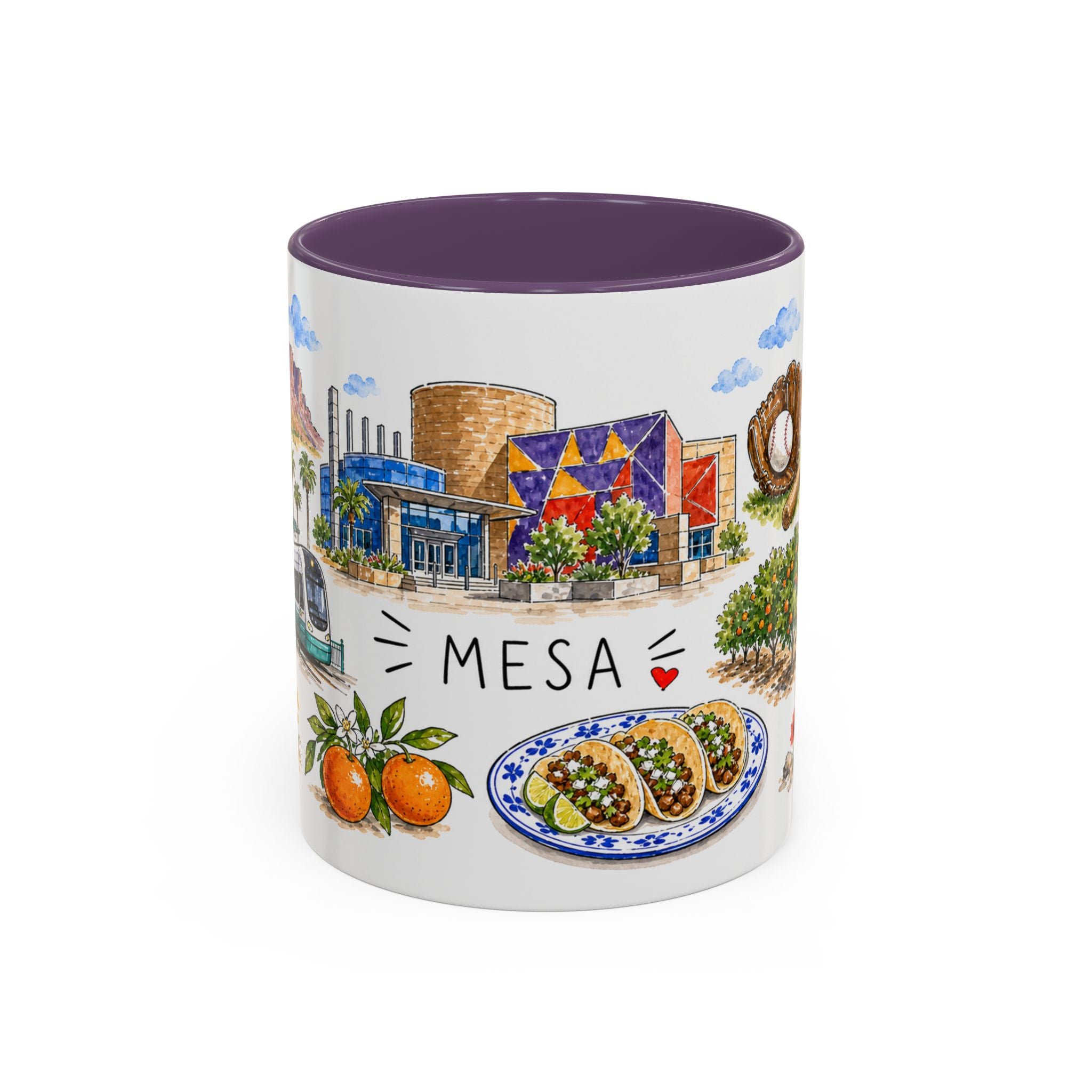 Mesa Illustrated Travel Mug | City Souvenir Accent Coffee Mug | 11oz 15oz Ceramic Cup
