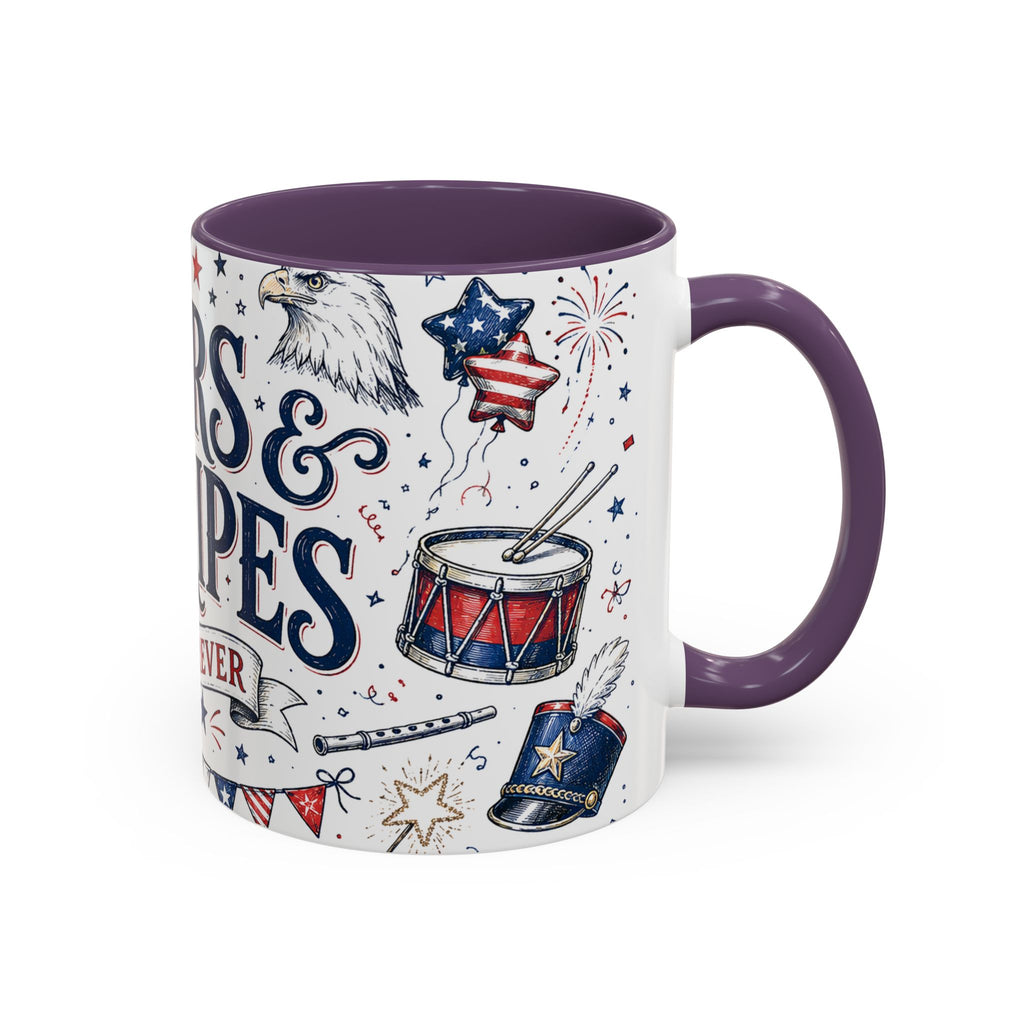 Stars and Stripes Forever Coffee Mug | Patriotic 4th of July Gift | Accent Color Ceramic 11oz 15oz