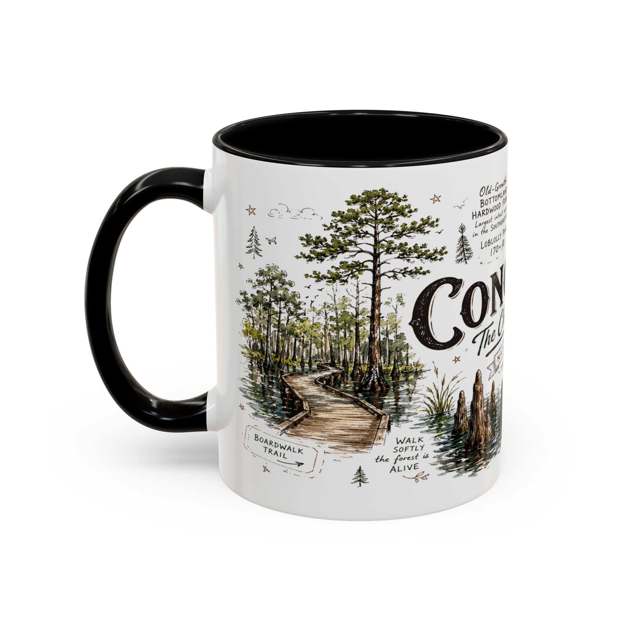 Congaree National Park Coffee Mug | South Carolina Forest Floodplain Gift | Accent Color Ceramic 11oz 15oz