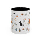 Black Cat Halloween Mug | Pumpkin Moon Watercolor Gift | Spooky Accent Cup 11oz 15oz