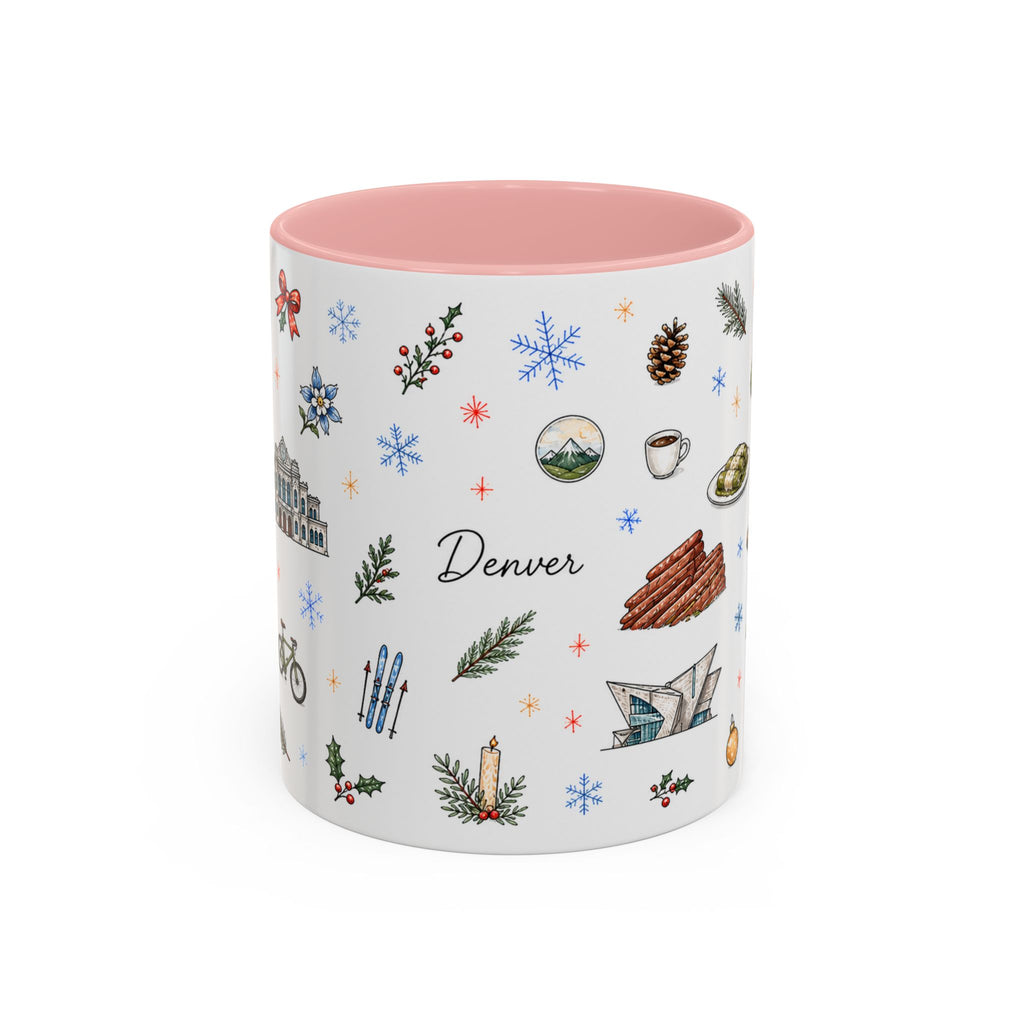 Denver Christmas Mug | Watercolor City Souvenir, Holiday Travel Gift (11oz/15oz)