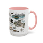 Glacier Coffee Mug | National Park Hiking Montana Gift | Accent Color Ceramic 11oz 15oz