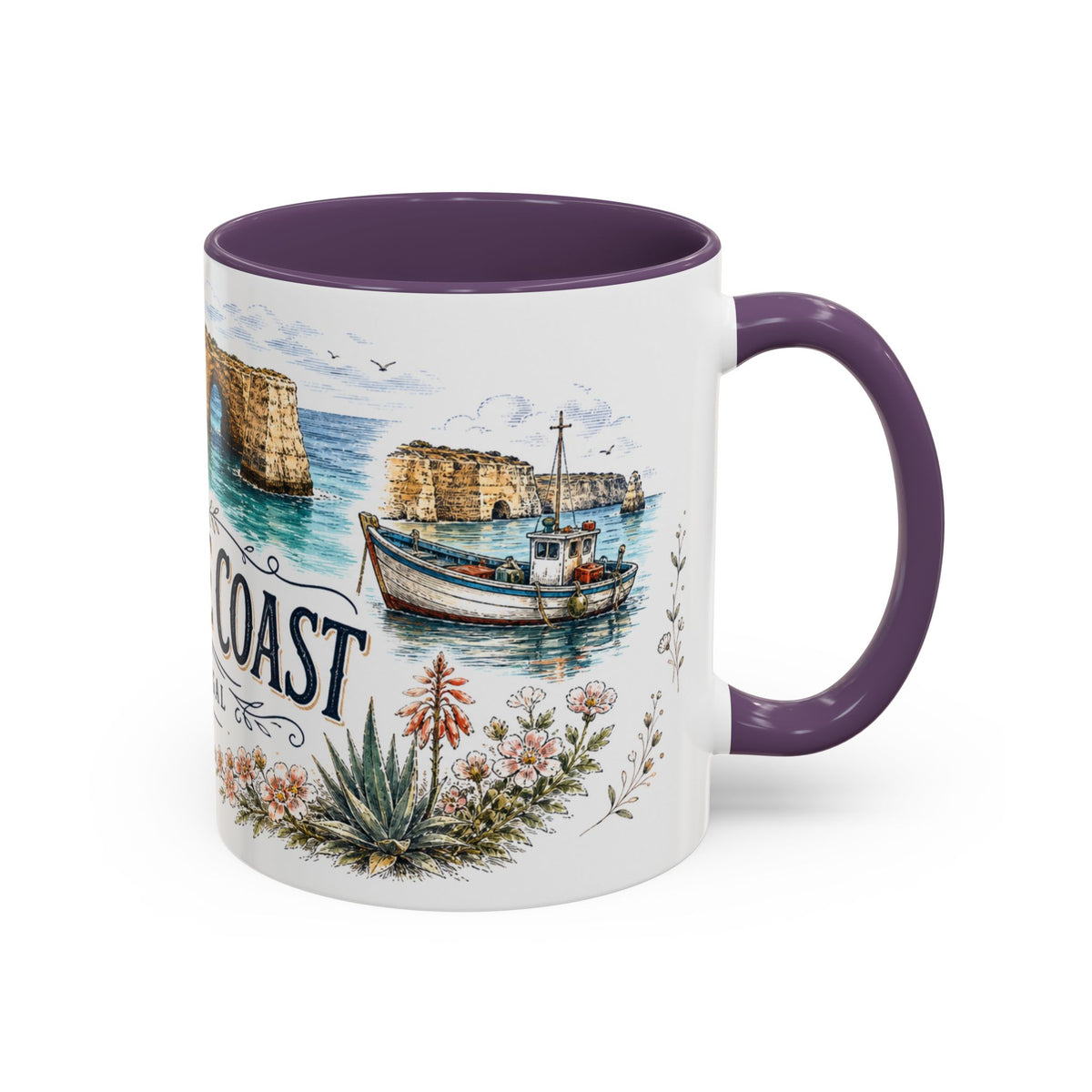 Algarve Coast Mug, Portugal Travel Souvenir, Bucket List Gift, Accent Ceramic Coffee Mug 11oz 15oz