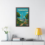 Toronto Streetcar Canada Framed Poster | Vintage Travel Wall Art | Black Walnut White Frame | 16x24 20x30