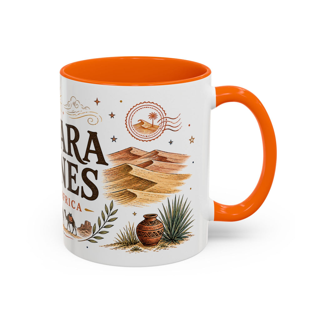 Sahara Dunes Coffee Mug | Travel Destination Souvenir Gift | Accent Color Ceramic 11oz 15oz