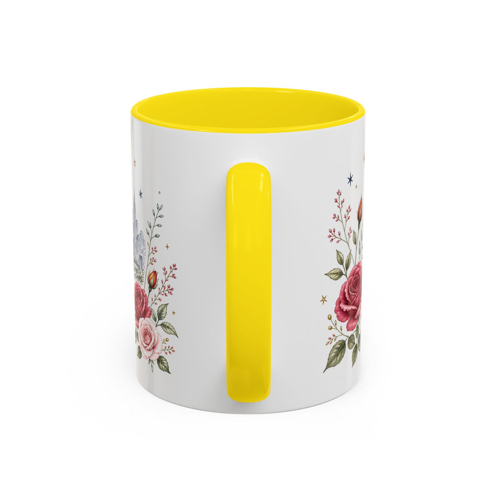 New York State Map Mug | Botanical Rose Accents, Long Distance Friendship Gift
