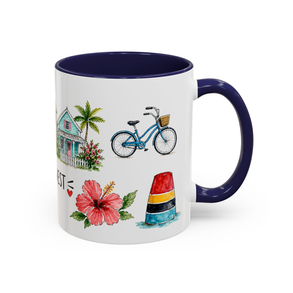 Key West Illustrated Travel Mug | City Souvenir Accent Coffee Mug | 11oz 15oz Ceramic Cup