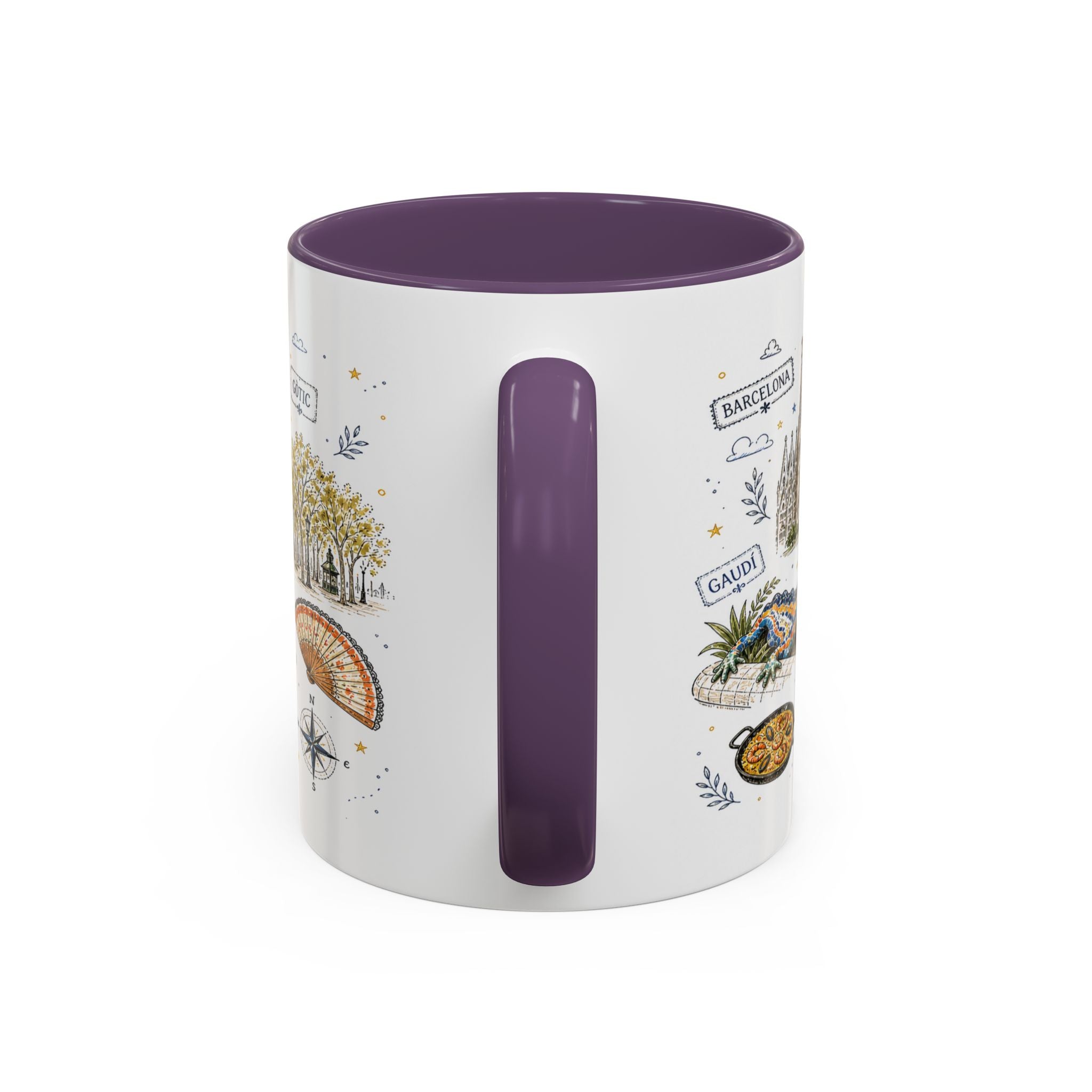Barcelona Coffee Mug | Spain Souvenir Travel Gift | Accent Color Ceramic 11oz 15oz
