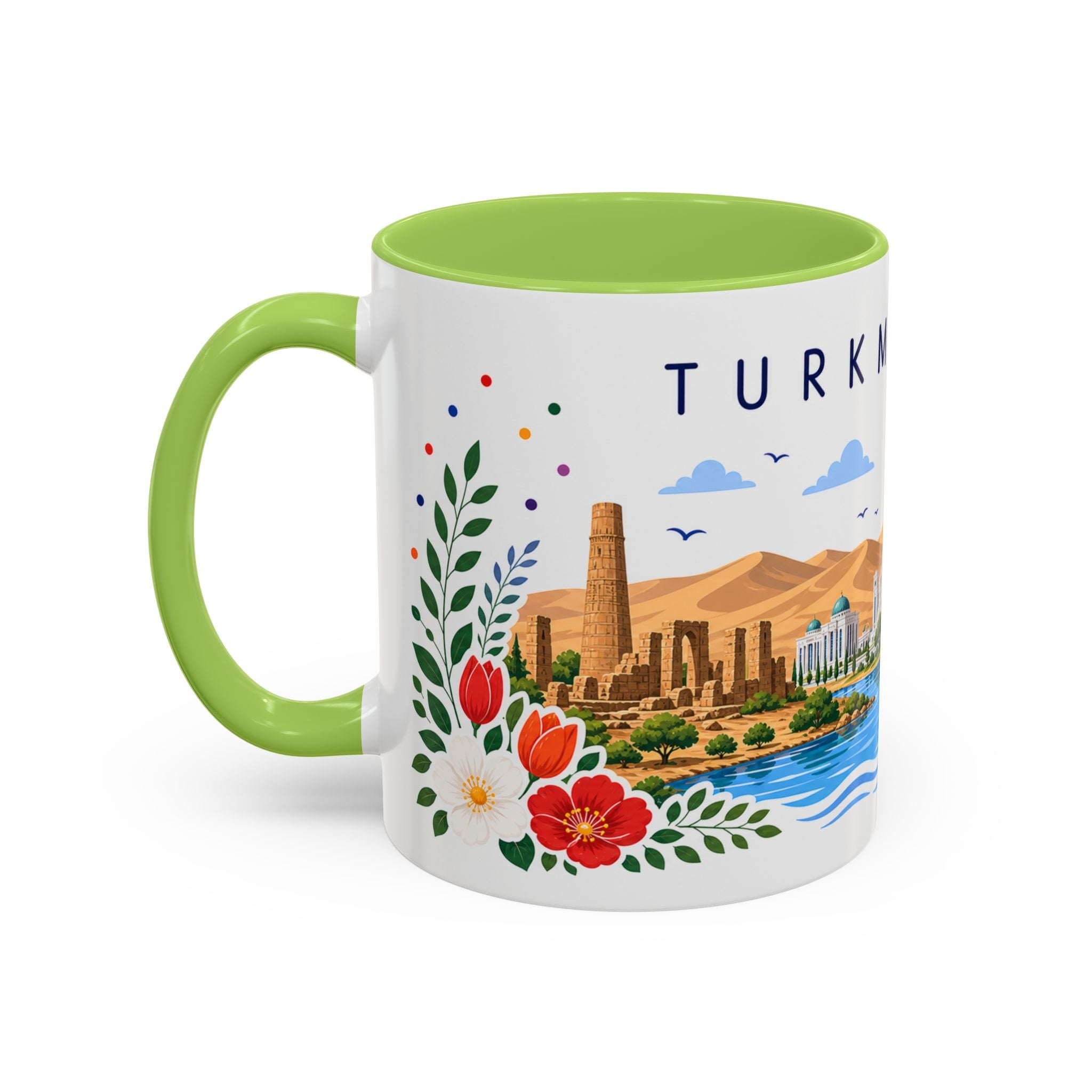 Turkmenistan Coffee Mug | Travel Souvenir Accent Mug | Place Gift Ceramic Cup 11oz 15oz