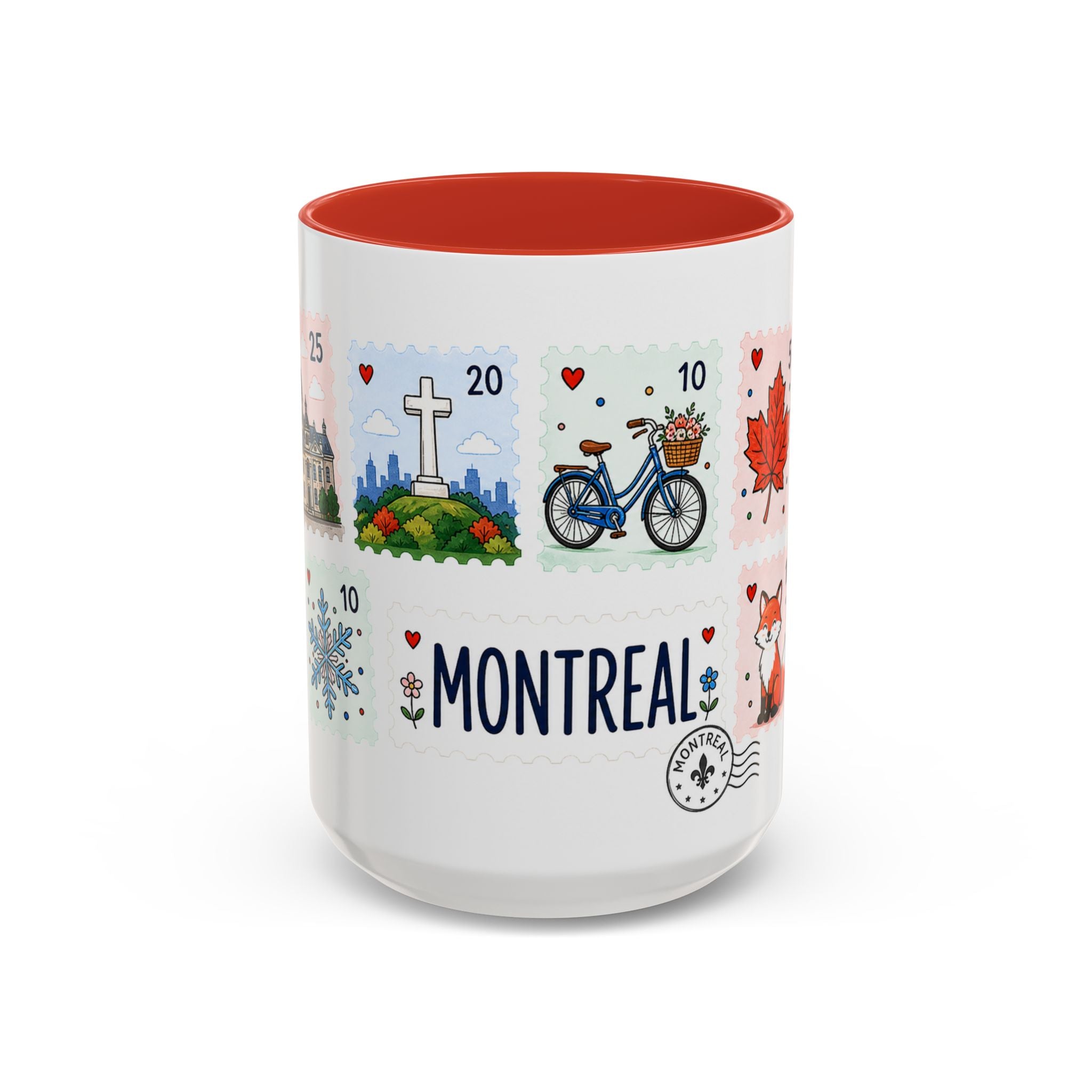 Montreal Coffee Mug | Postage Stamp Collage Mug | Travel Souvenir Accent Cup 11oz 15oz