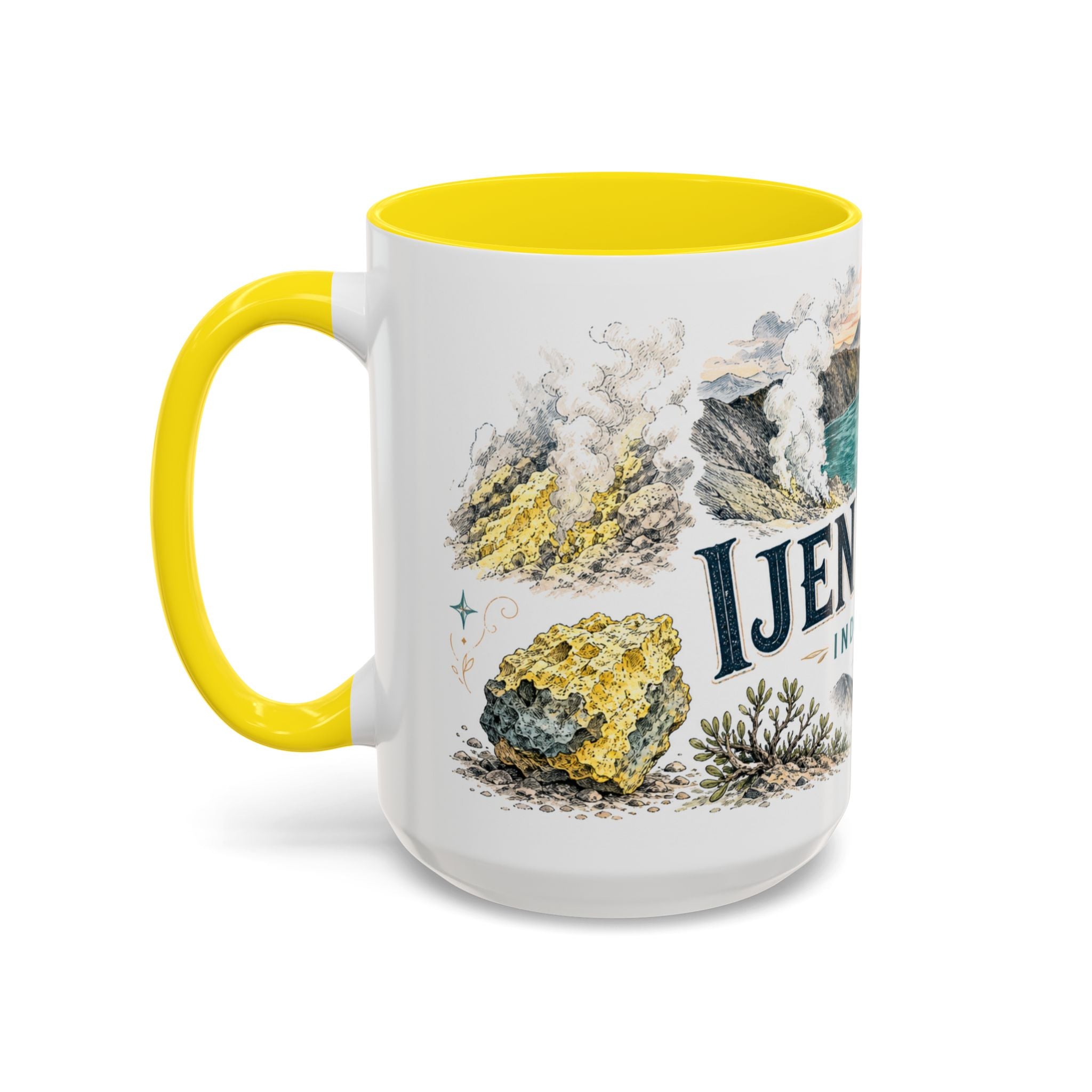 Ijen Crater Mug, Indonesia Travel Souvenir, Bucket List Gift, Accent Ceramic Coffee Mug 11oz 15oz