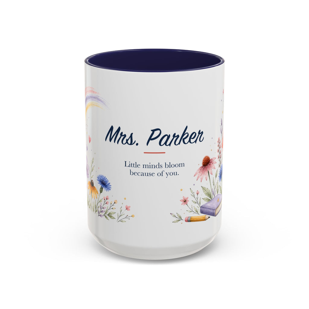 Personalized Kindergarten Teacher Mug | Custom Name Wildflower Rainbow Cup | Back to School Gift