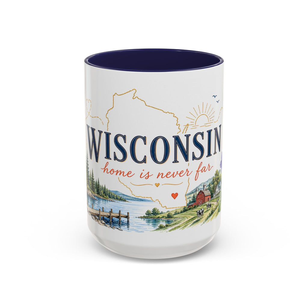 Wisconsin Home State Mug | Moving Away Gift | Long Distance Friendship Coffee Cup | 11oz 15oz Accent Mug